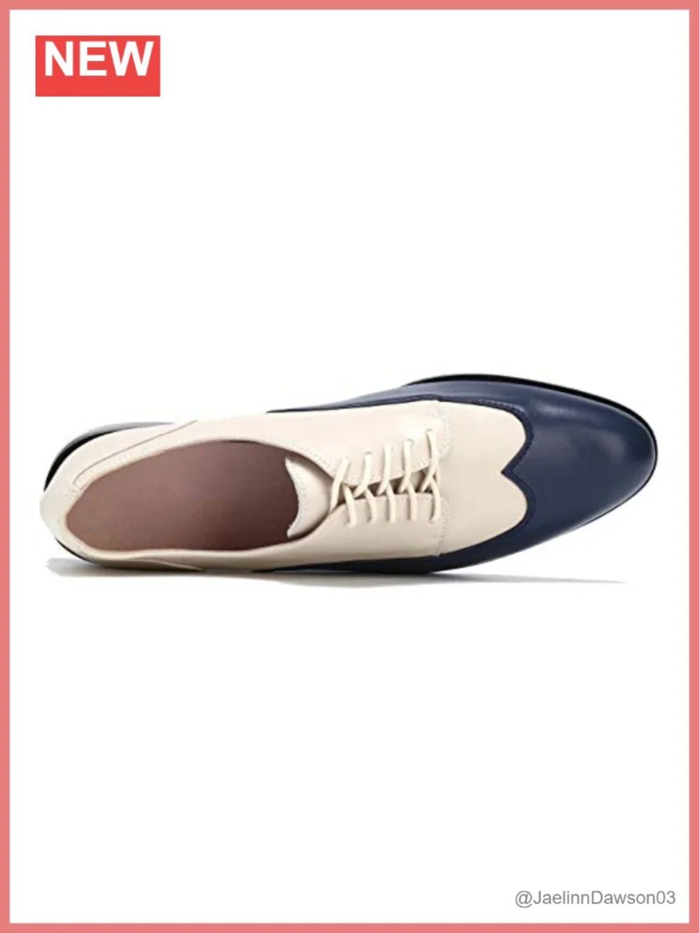 Women's Pointed-Toe Wintip Oxford Shoes Open-Vamp Vintage Lace-Up Block Heel